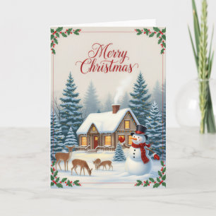 Winter-Cabin-Weihnachtskarte zur stillen Besinnung Karte