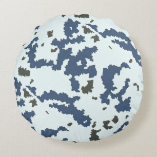 Winter Camouflage Rundes Kissen