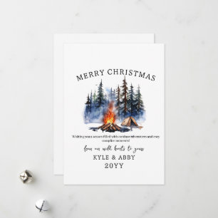 Winter Camping Bonfire Mondlicht Weihnachtswald Feiertagskarte