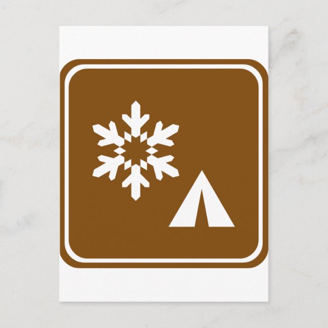 Winter Camping Highway Signage Postkarte (Vorderseite)