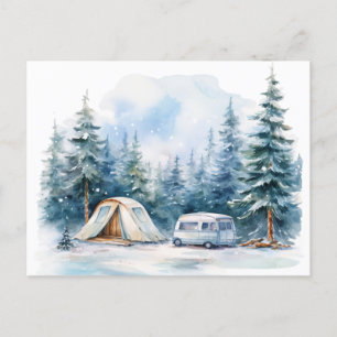 Winter Camping Wasserfarbe Postkarte