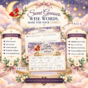 Winter Cardinal Baby Shower Vorhersagen und Ratsch Postkarte
