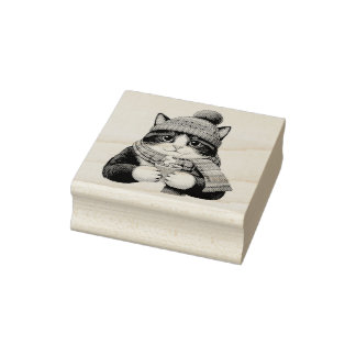 Winter Cat Cocoa Gummistempel