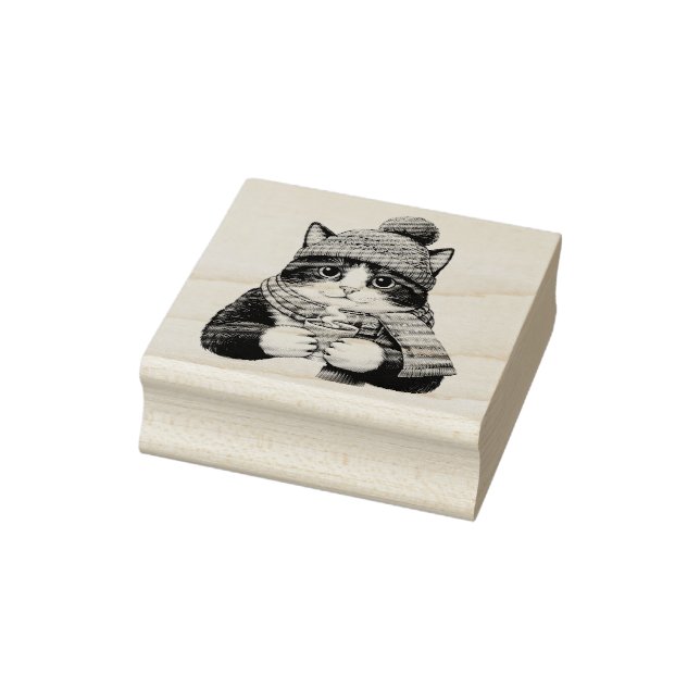 Winter Cat Cocoa Gummistempel (Stempel)