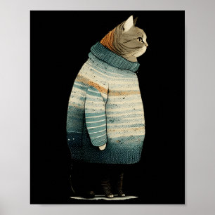 Winter Cat Print Swea_1 Poster
