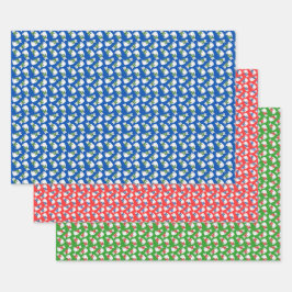 Winter Cats Wrapping Paper Flat Sheet Set of 3 Geschenkpapier Set