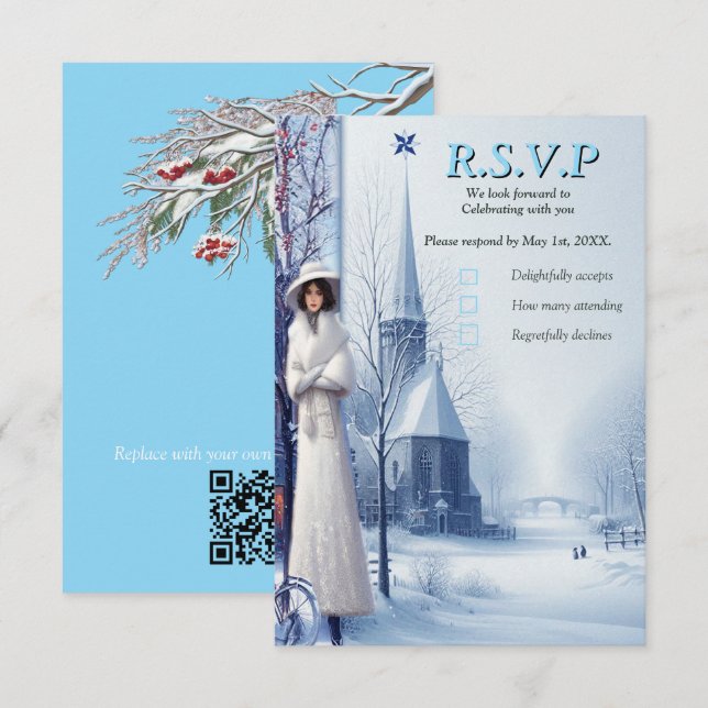 Winter Celebrations in Amsterdam RSVP Karte (Vorne/Hinten)