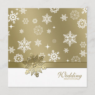 Winter Champagner und weiße Schneeflocken Hochzeit Einladung