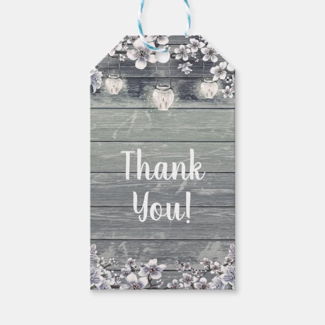 Winter Cherry Blossom Branches & Lanterns Wedding Geschenkanhänger (Vorderseite)