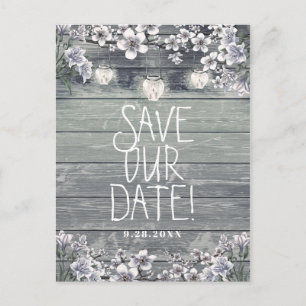 Winter Cherry Blossom & Lanterns Save the Date Ankündigungspostkarte
