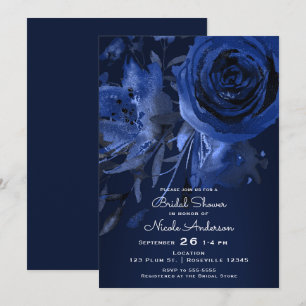 Winter-Chic-Blumenblaue Rose Feste Hochzeitsdusche Einladung