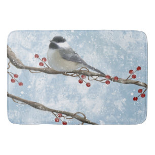 Winter Chickadee Bath Mat Badematte