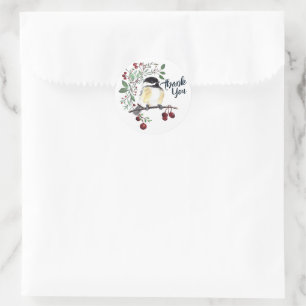 Winter Chickadee Bird Art Runder Aufkleber