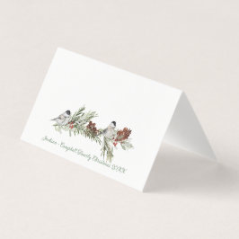 Winter Chickadee Birds Guest Seating Platzkarte Visitenkarten