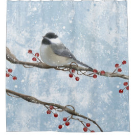 Winter Chickadee Duschvorhang