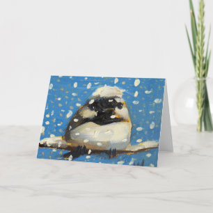 Winter Chickadee mit Schneeflocken Feiertagskarte