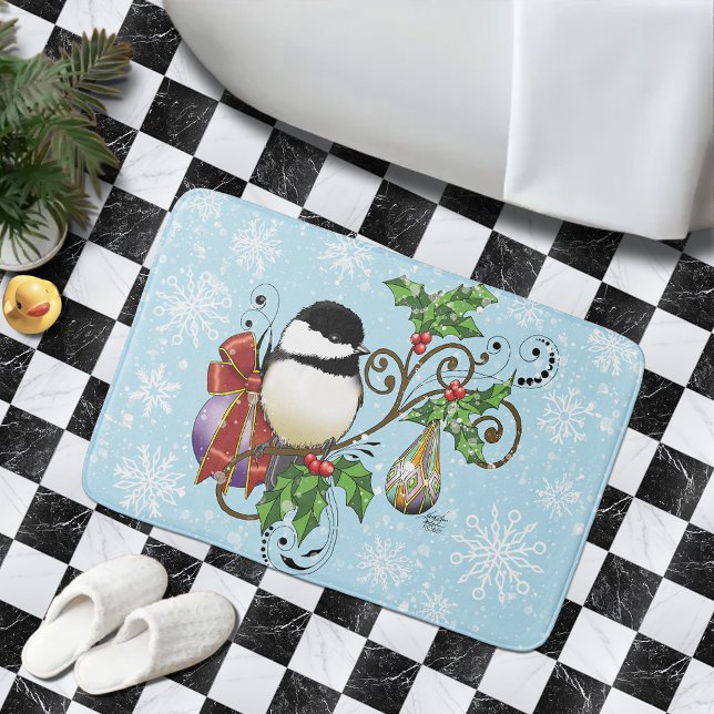 Winter Chickadee Weihnachten Badematte (Von Creator hochgeladen)