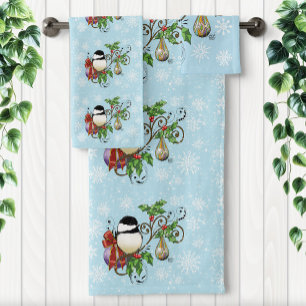 Winter Chickadee Weihnachten Badhandtuch Set