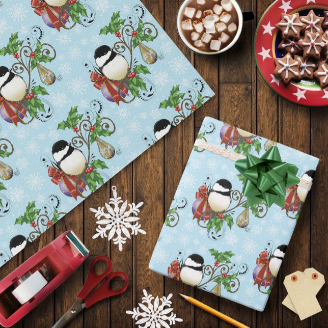 Winter Chickadee Weihnachten Geschenkpapier (Von Creator hochgeladen)