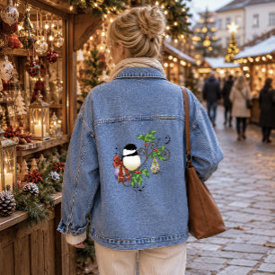 Winter Chickadee Weihnachten Jeansjacke