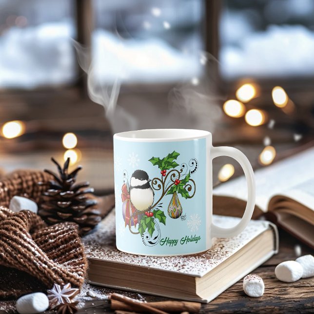 Winter Chickadee Weihnachten Kaffeetasse (Von Creator hochgeladen)