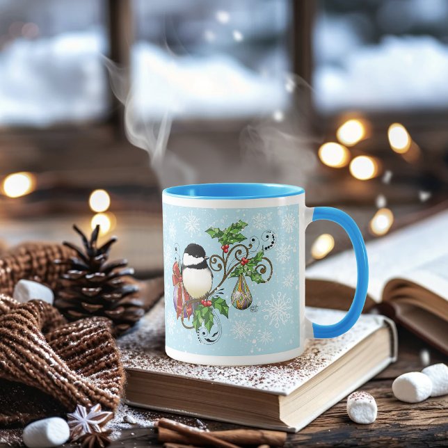 Winter Chickadee Weihnachten Tasse (Von Creator hochgeladen)