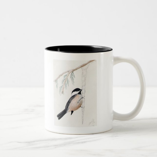 Winter Chickadee Zweifarbige Tasse (Rechts)