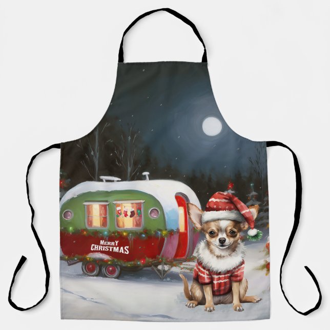 Winter Chihuahua Caravan Weihnachtsabenteuer Schürze (Vorderseite)