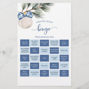 Winter Chinoiserie Bow Bingo Games Card