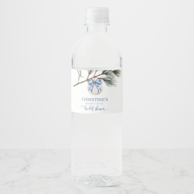 Winter Chinoiserie Bow Brautparty Flasche (Vorderseite)
