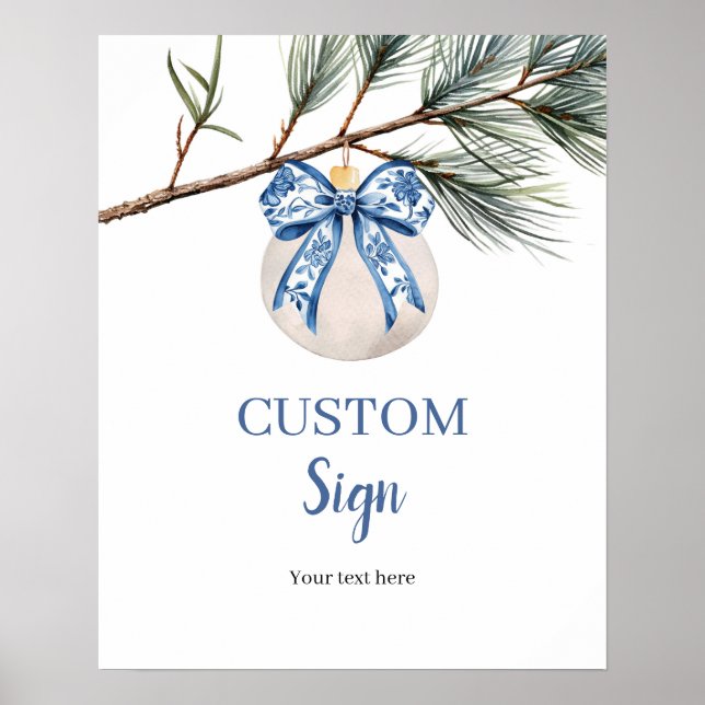 Winter Chinoiserie Bow Custom Sign Poster (Vorne)