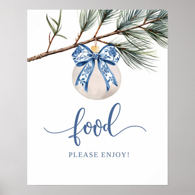 Winter Chinoiserie Bow Food Party Unterschrift Poster (Vorne)