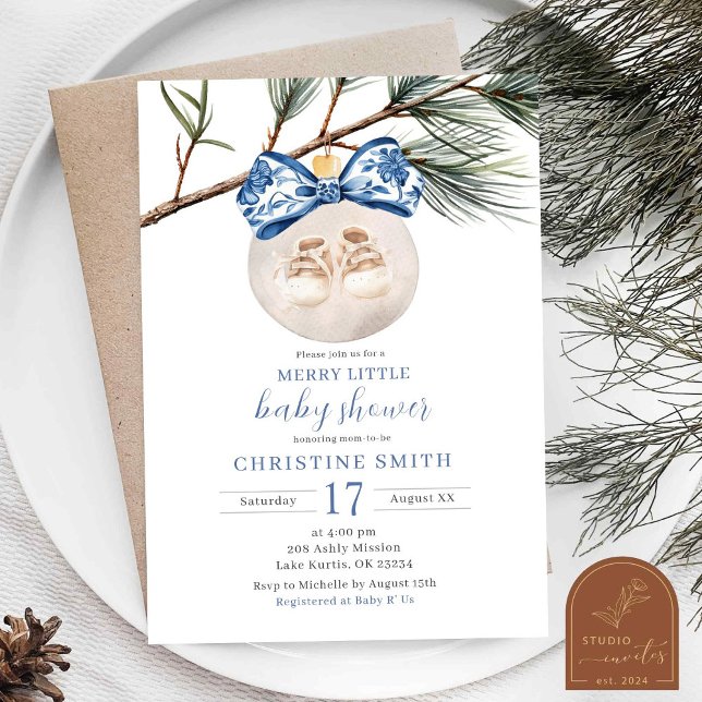 Winter Chinoiserie Merry Little Baby Dusche Einladung (Von Creator hochgeladen)