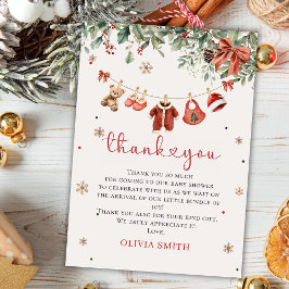 Winter Christmas Baby Shower Thank You Card Dankeskarte