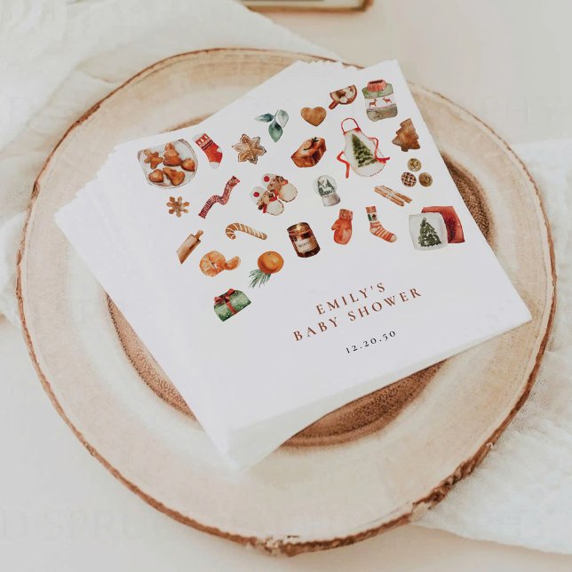 Winter Christmas Baby Showpapier Napkins Serviette (Von Creator hochgeladen)