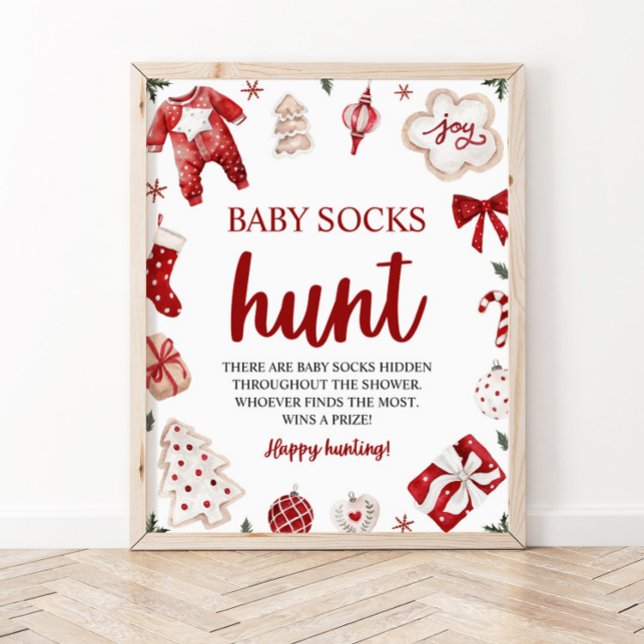 Winter Christmas Baby Sock Hunt Baby Showspiel Poster (Von Creator hochgeladen)