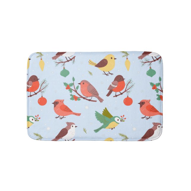Winter Christmas Birds Kids Badematte (Vorderseite)