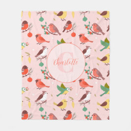 Winter Christmas Birds Personalized Fleecedecke