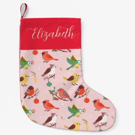 Winter Christmas Birds Personalized Kids Kleiner Weihnachtsstrumpf