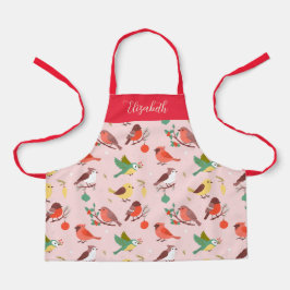 Winter Christmas Birds Personalized Kids Schürze