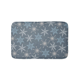Winter Christmas Blue Snowflakes Pattern Badematte