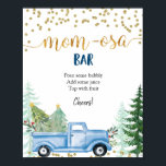Winter Christmas Blue Truck Momosa Bar Poster<br><div class="desc">Winter Christmas Blue Truck Momosa Bar Poster</div>