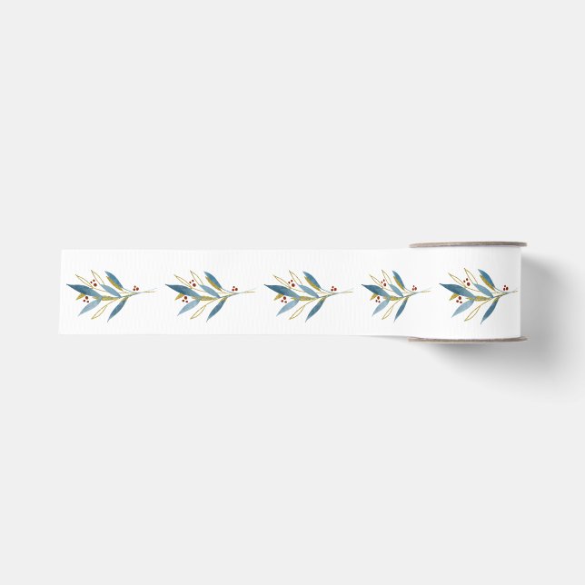 Winter Christmas Botany Bouquet Ripsband (Vorderseite)