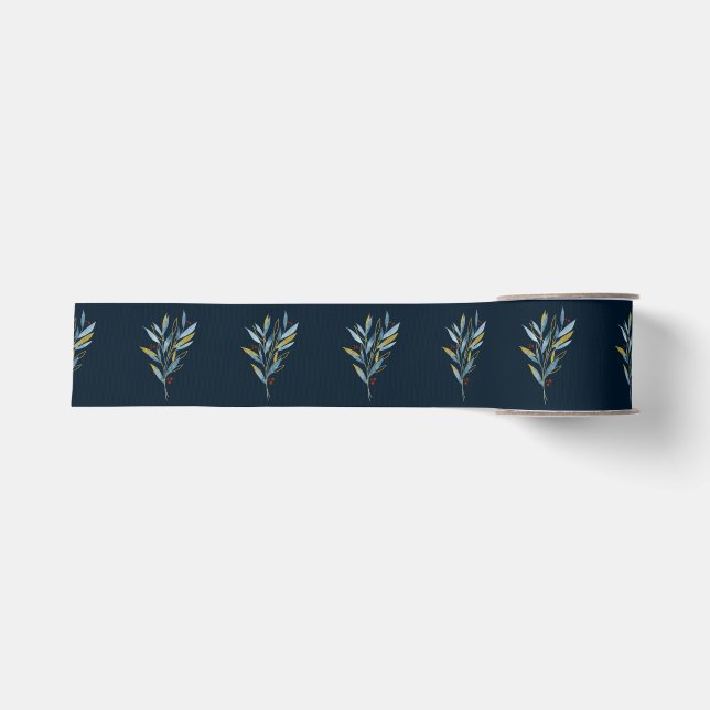 Winter Christmas Botany Bouquet Ripsband (Vorderseite)
