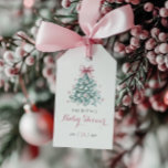 Winter Christmas Girl Baby Dusche Geschenkanhänger<br><div class="desc">Feiern Sie die Ankunft Ihres kleinen Mädchens mit diesen Winter Weihnachts-Girl-Baby-Geschenkmarken. Dieses elegante Design mit einem aquamarinen Weihnachtsbaum und einem zarten,  rosafarbenen Bogen,  umgeben von pastellfarbenen Schneeflocken,  verbindet festlichen Charme mit einer weichen,  coquette Touch. Ideal für einen unvergesslichen Winter Babydusche mit einem skurrilen,  aber raffinierten Gefühl.</div>