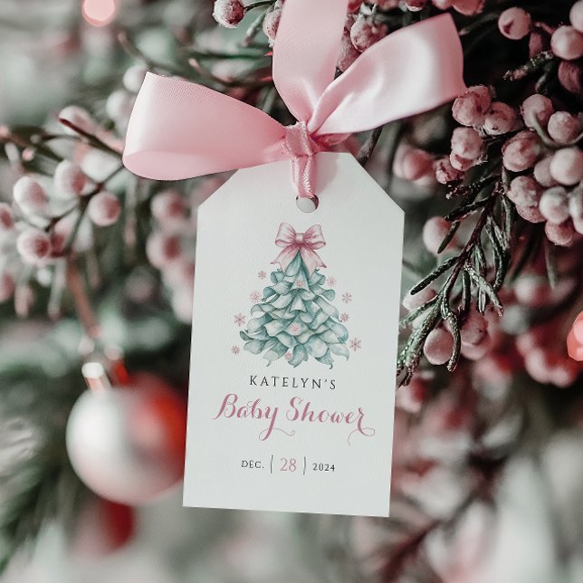 Winter Christmas Girl Baby Dusche Geschenkanhänger (Von Creator hochgeladen)