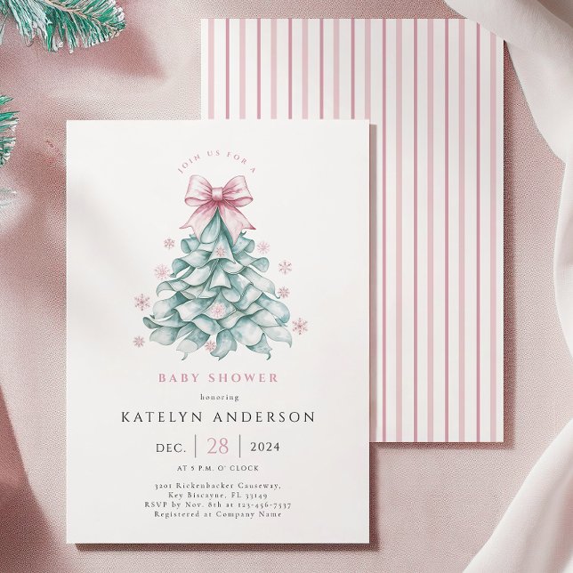 Winter Christmas Girl Baby Shower Einladung (Von Creator hochgeladen)