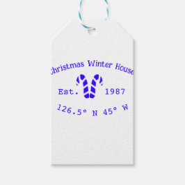 Winter Christmas house blue candy canes est. Year  Geschenkanhänger