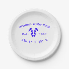 Winter Christmas house blue candy canes est. Year  Pappteller
