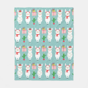 Winter Christmas Llamas   Urlaub Fleecedecke